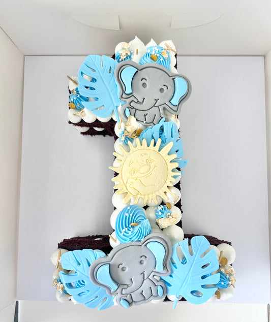 Sunny Elephant Single Number Cake