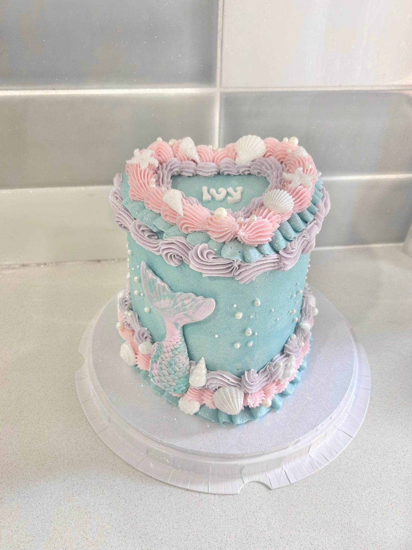 Mermaid Lambeth Heart Cake